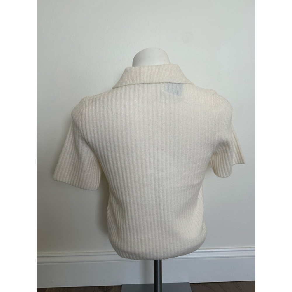 Abercrombie & Fitch Cream Ribbed Button Up Cardigan - Picture 4 of 8